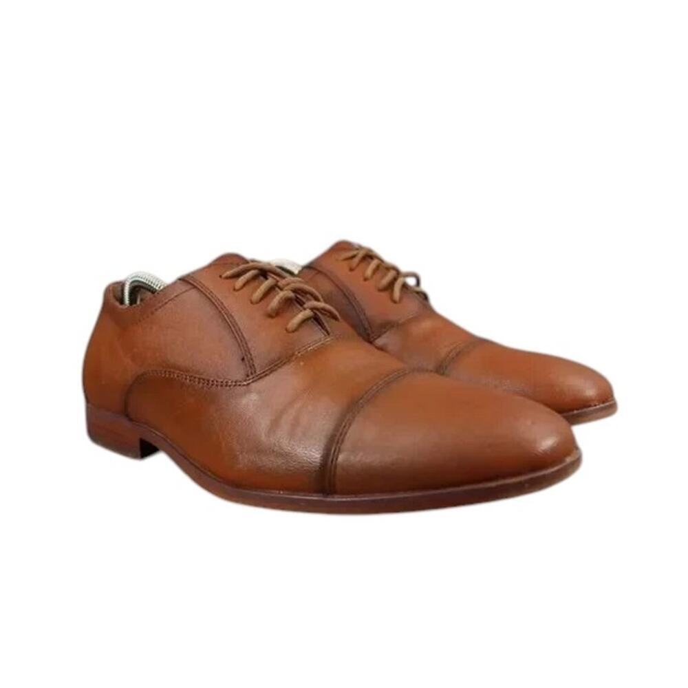 Report Shoes Mens 9 Oxfords Cap Toe Dress Formal Dominic Fashion Classic Brown